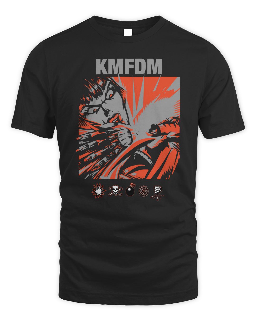 Kmfdm Merch Symbols Silver Foil Shirt