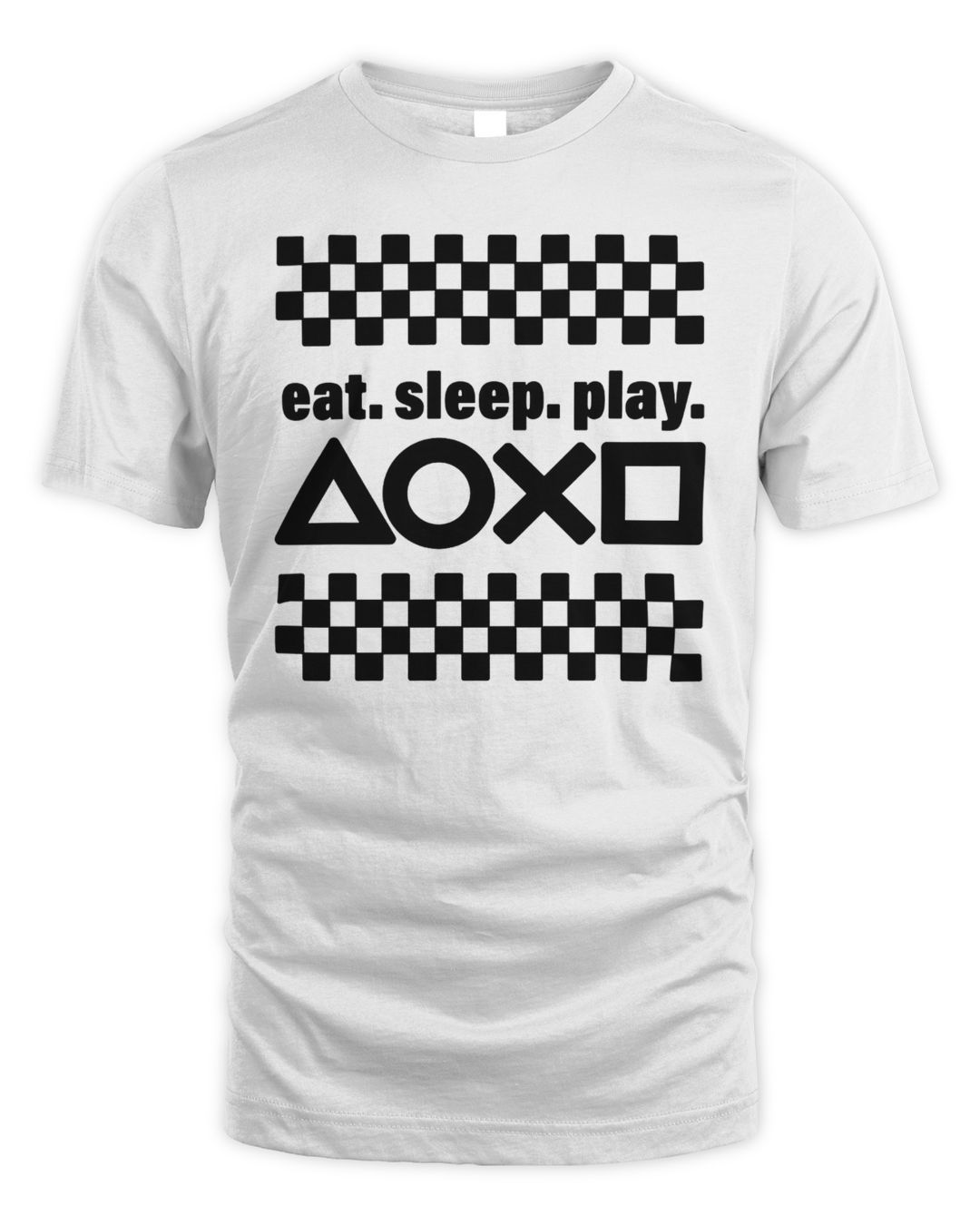 Playstation Merch Checkerboard Eat Sleep Play Shirt