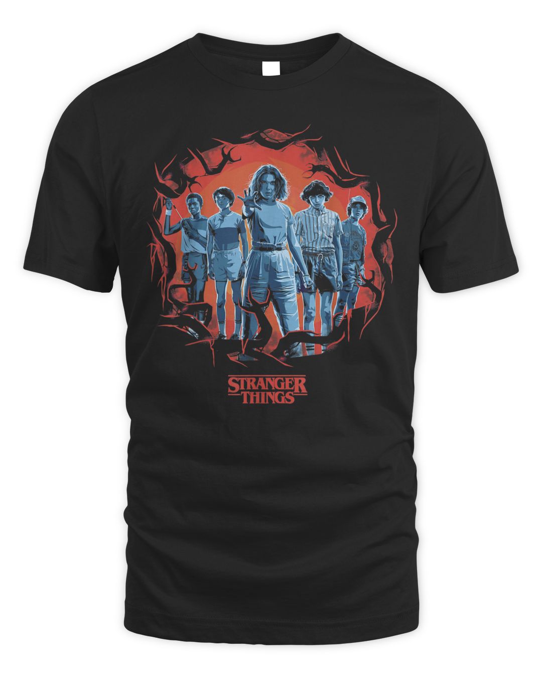 Stranger Things Group Shot Demogorgon Framed Shirt