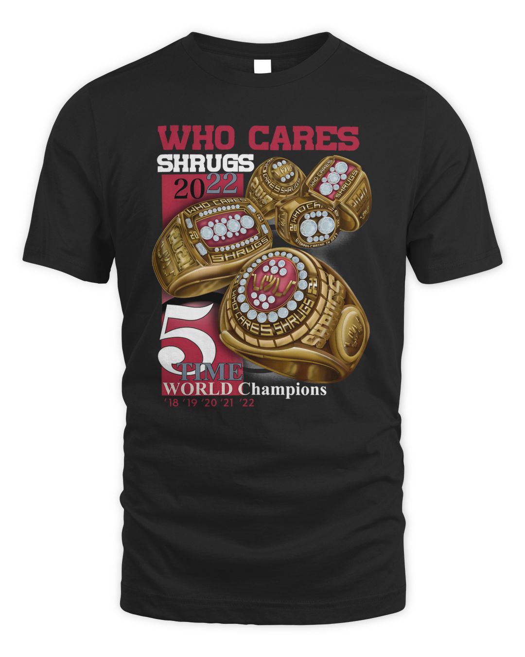 Who Cares Merch Wc 5 Rings Anniversary Shirt